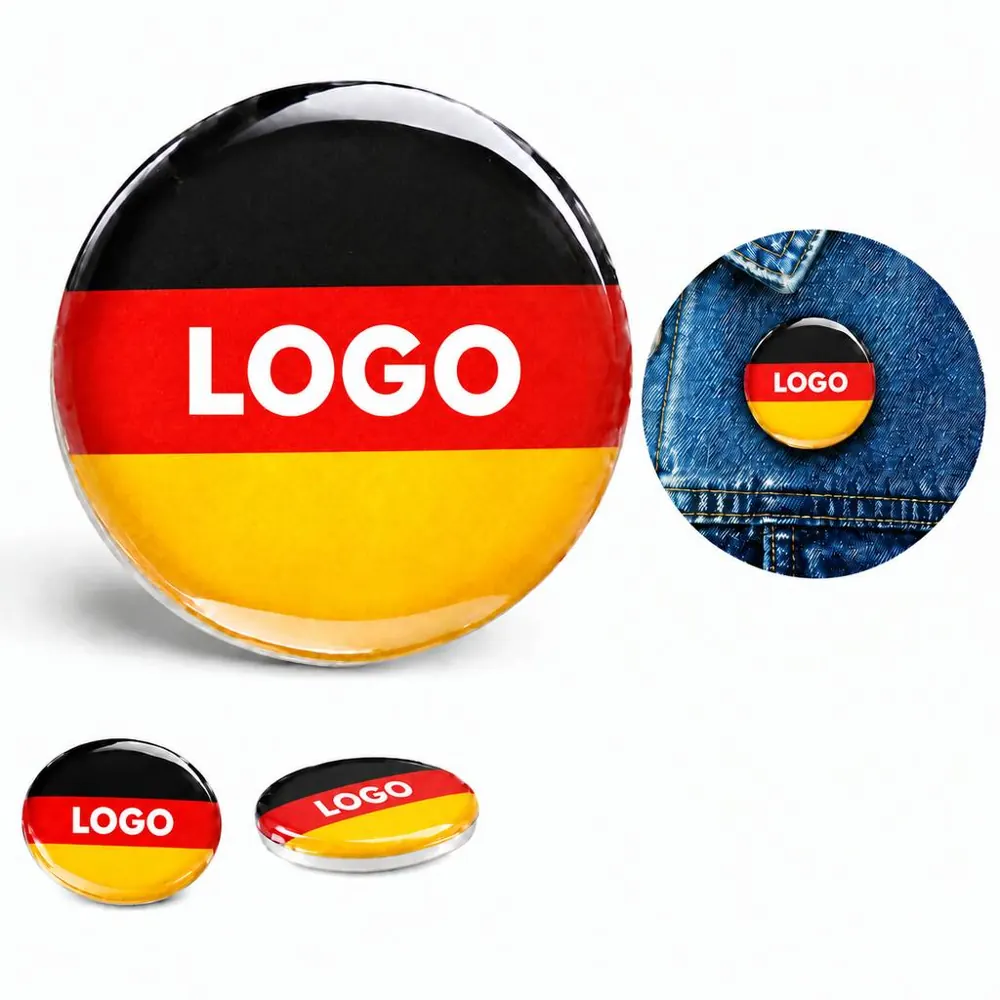 Round Metal Flag Lapel Pin with Enamel Finish