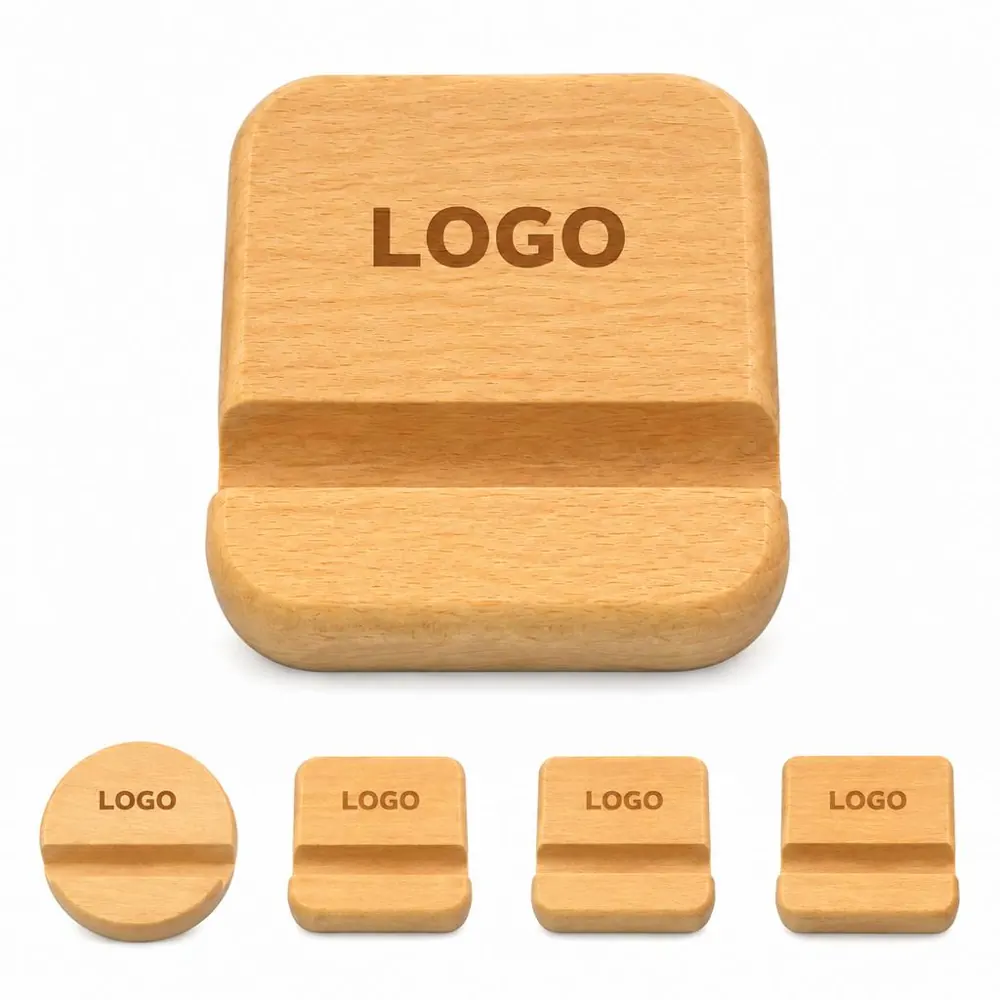 Eco-Friendly Wooden Desktop Stand for Smartphones