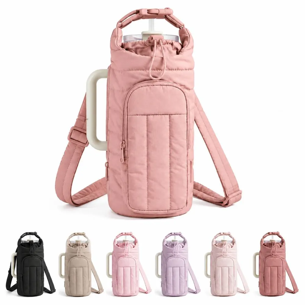 Adjustable Strap Water Bottle Carrier Bag with Pocket 2