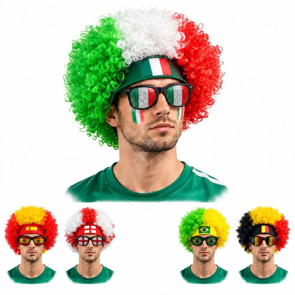 Soccer Flag Color Afro Wig for Fan Cheering 2