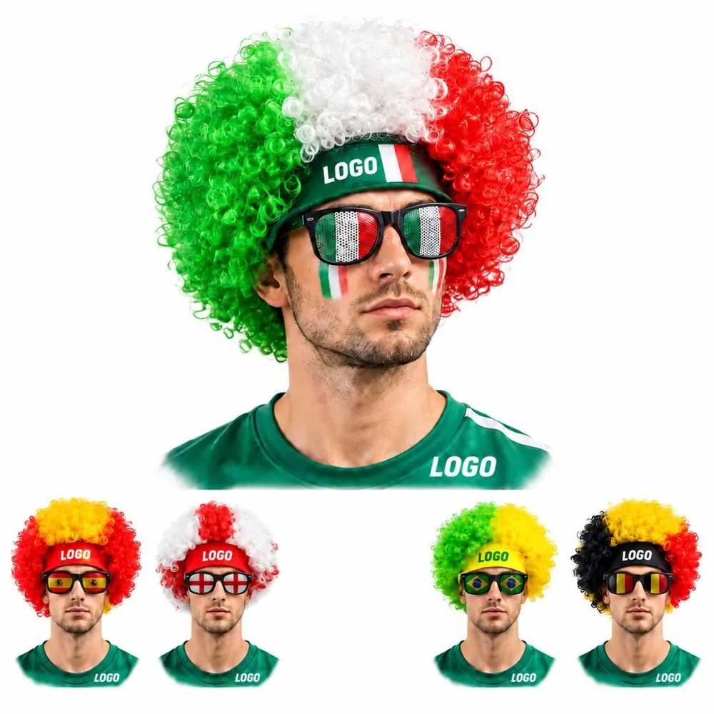 Soccer Flag Color Afro Wig for Fan Cheering