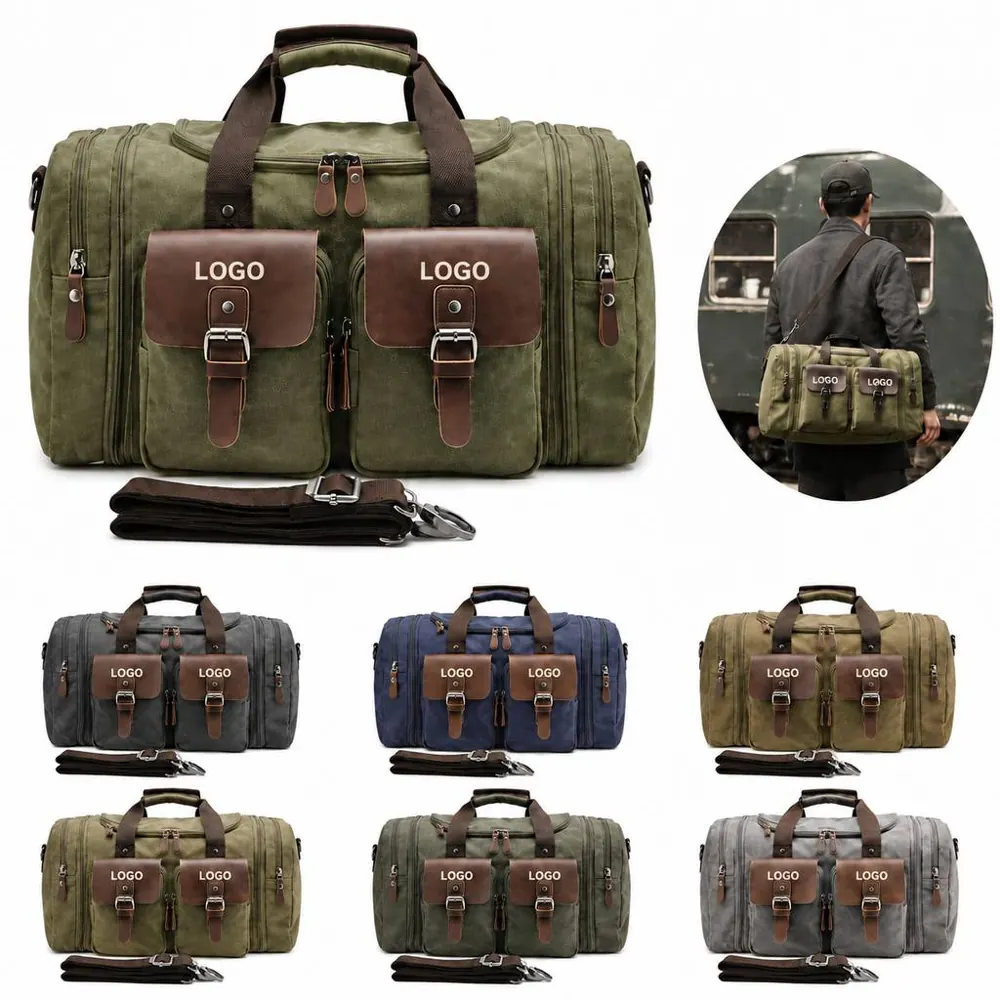 Waxed Canvas Travel Duffel Bag for Commuters