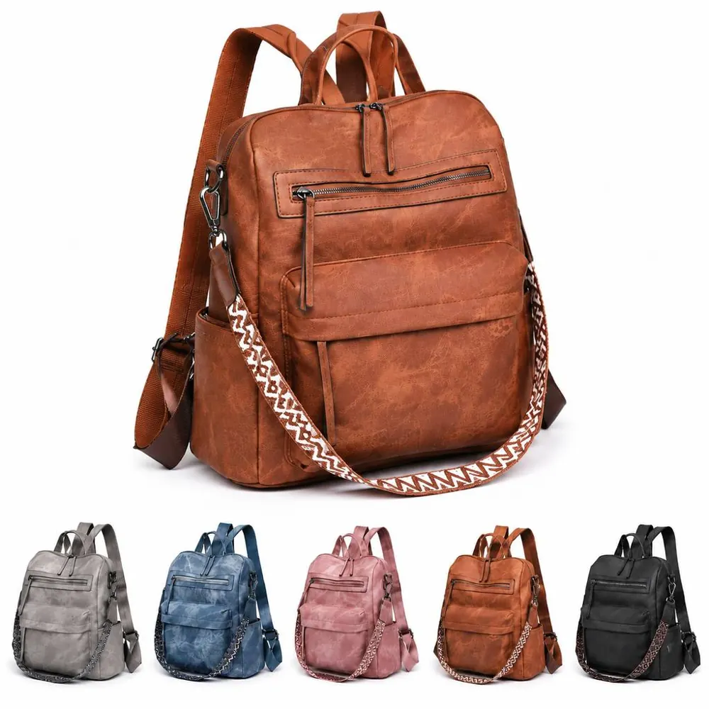 Water-Resistant PU Leather Backpack Purse for Everyday Use 2