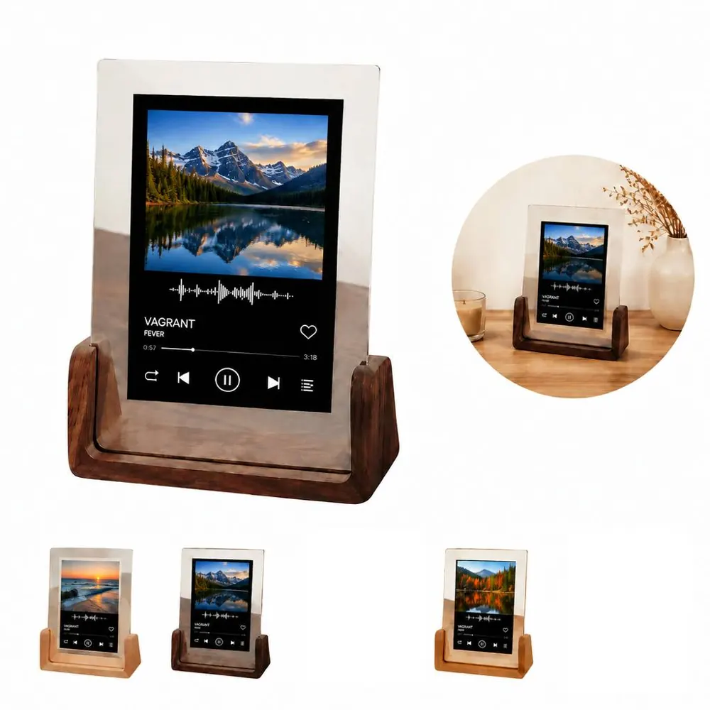 Minimalist Walnut U-Shape Picture Frame for Desk Display 2