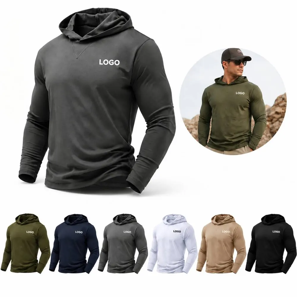 Men's Hooded Long Sleeve Cotton Tee
