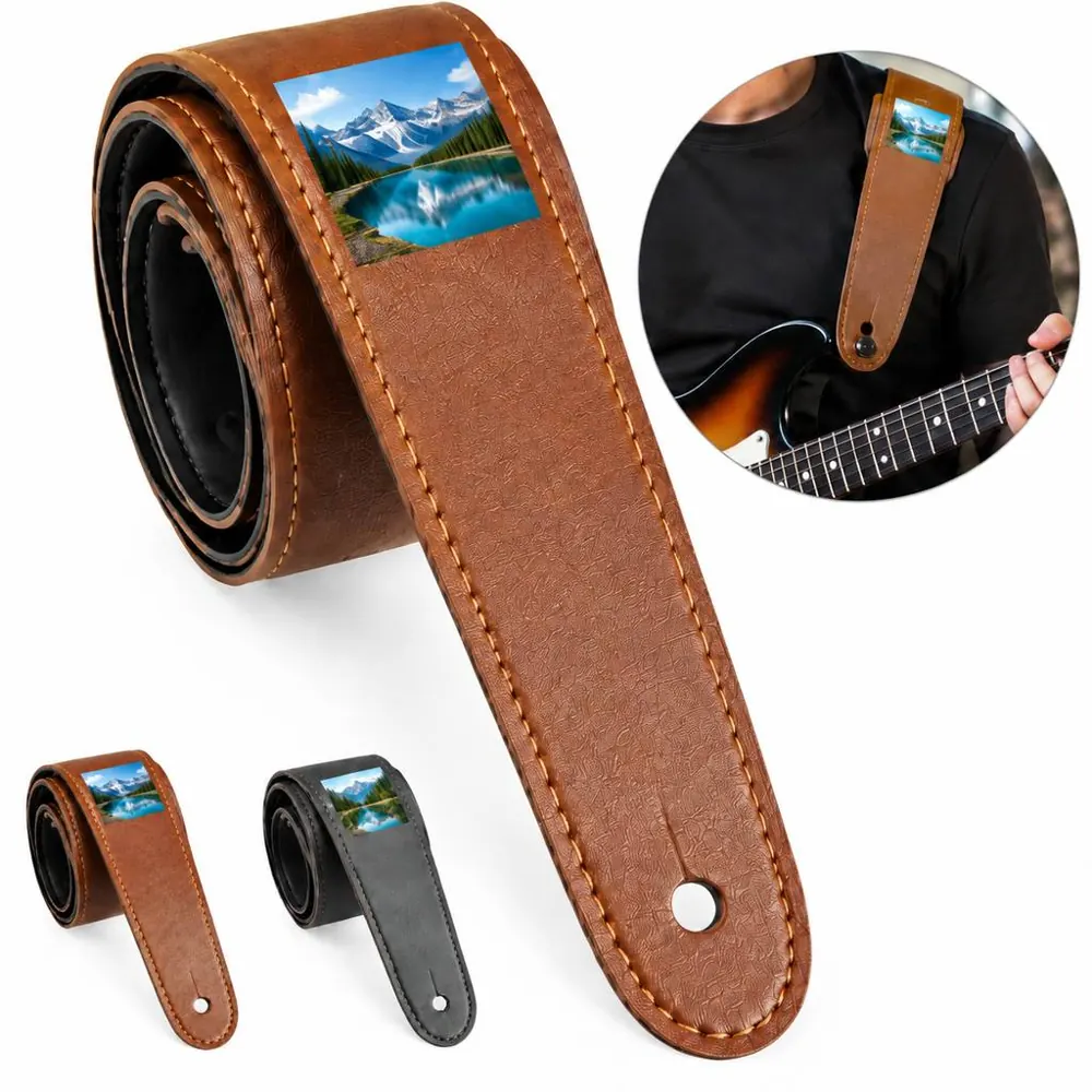 Reversible Leather Guitar Strap Adjustable for Acoustic 2