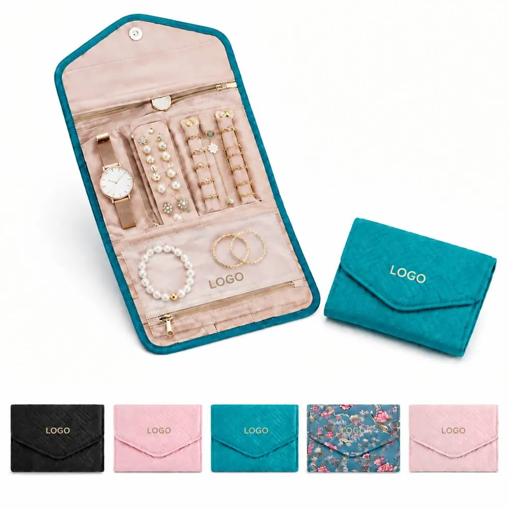 Compact Travel Jewelry Case with Padded Compartments