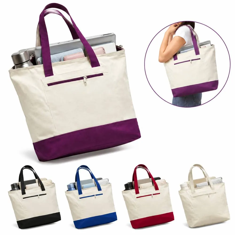 Heavyweight Cotton Canvas Tote with Full-Length Zipper 2