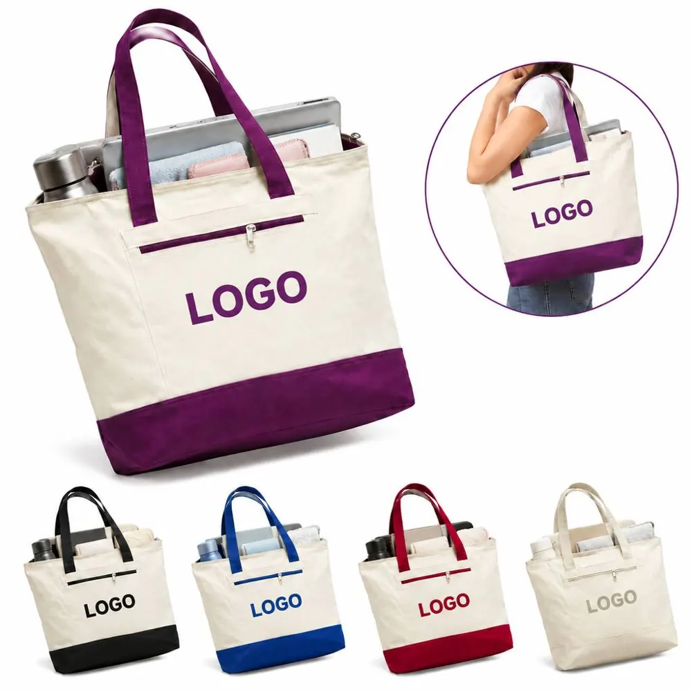Heavyweight Cotton Canvas Tote with Full-Length Zipper