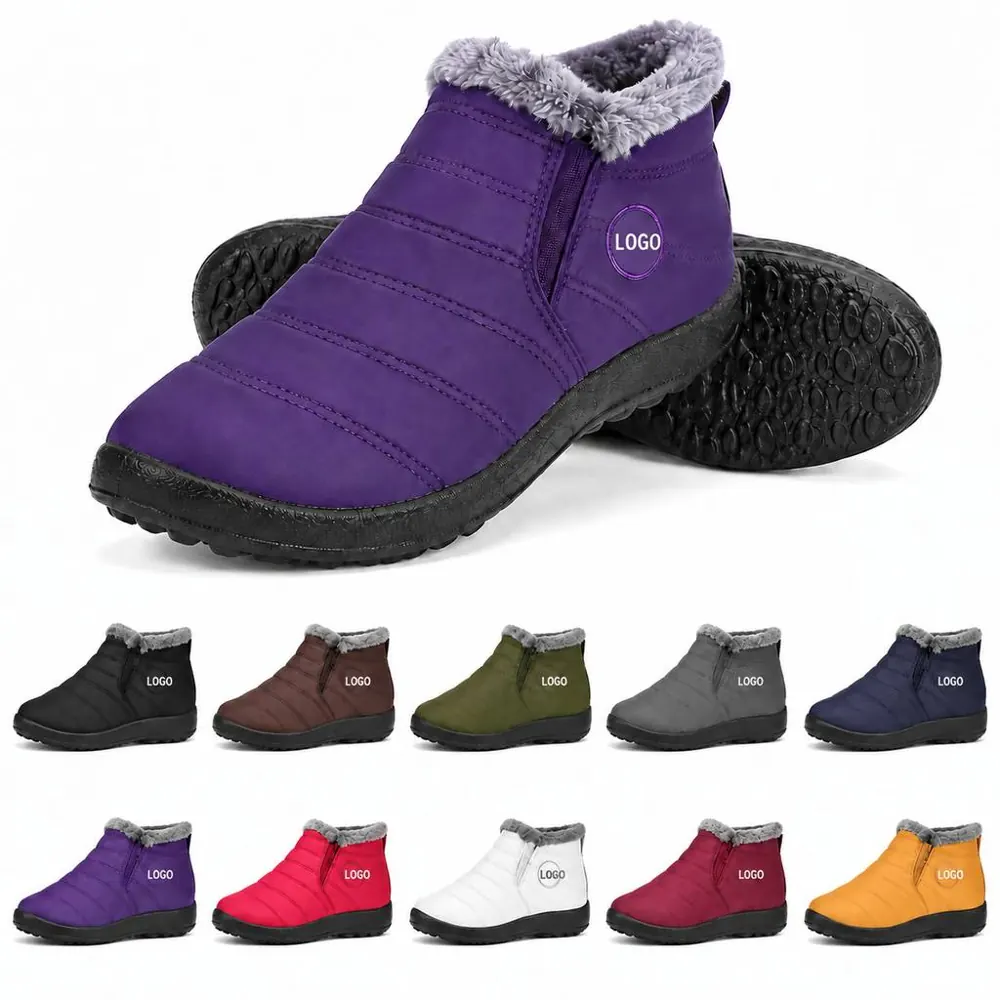 Winter Fur Lined Waterproof Ankle Boots with Non-Slip Sole