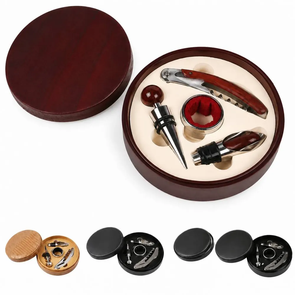 Red Wine Bottle Opener and Stopper Gift Set 2