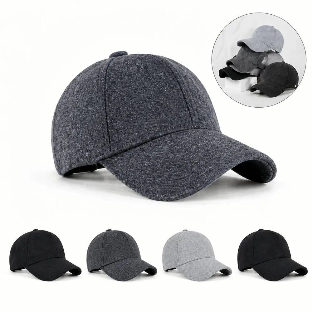Wool Blend Baseball Cap with Fleece Lining 2