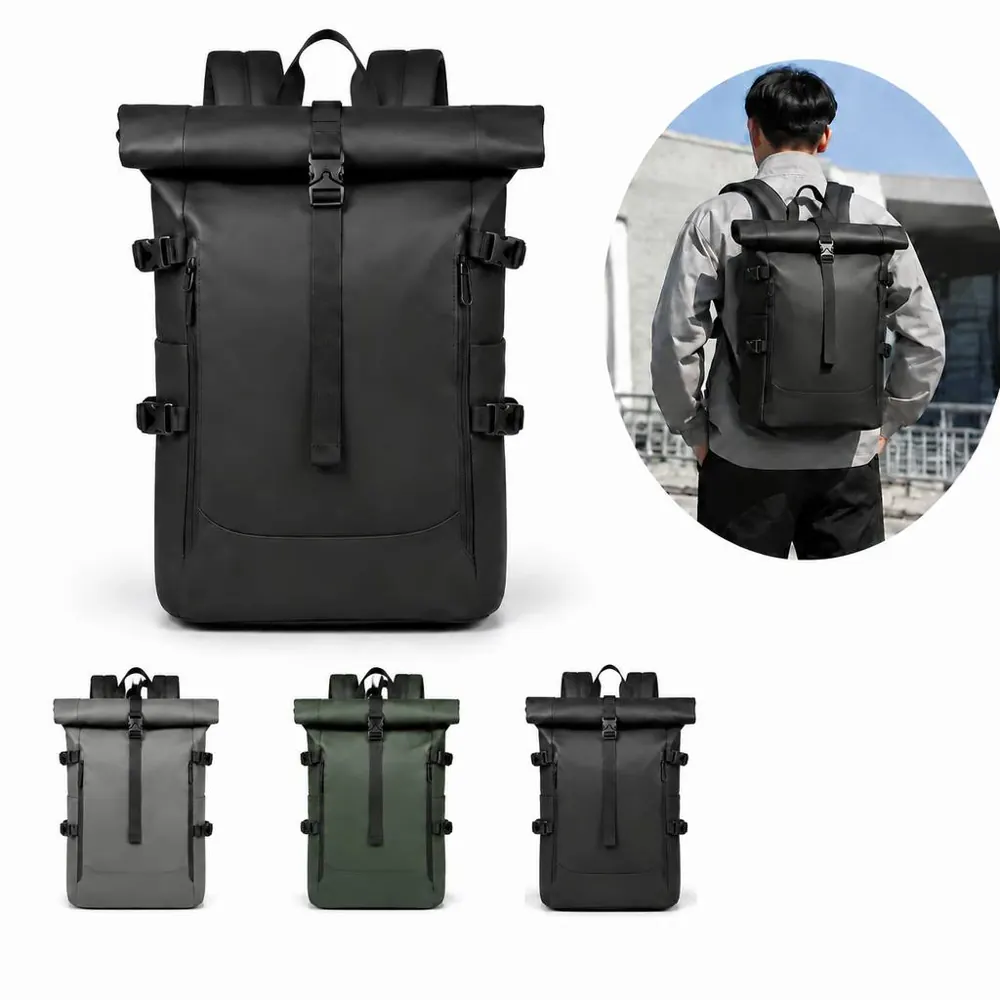 Expandable Roll-Top Laptop Backpack Water-Resistant 2