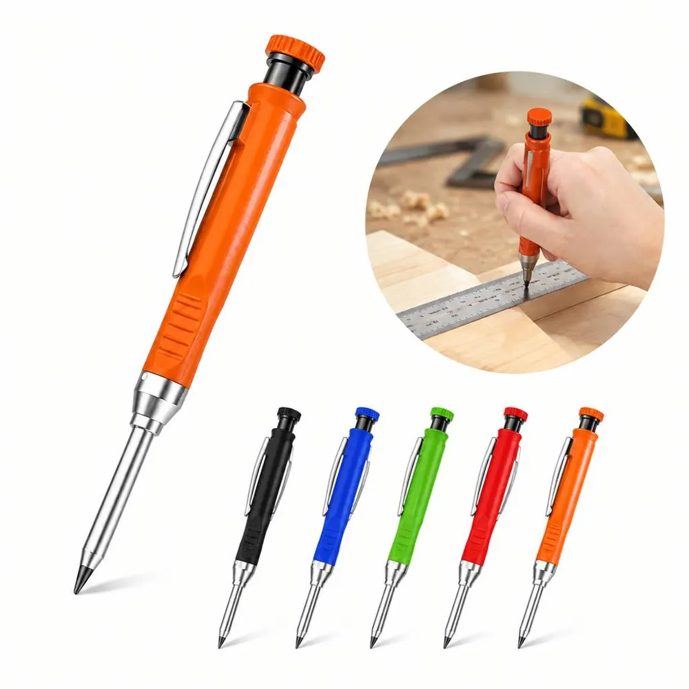 Refillable Metal Body Carpenter Pencil Flat Anti-Roll 2