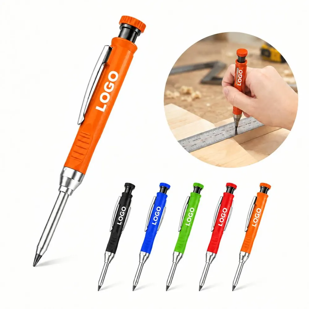 Refillable Metal Body Carpenter Pencil Flat Anti-Roll