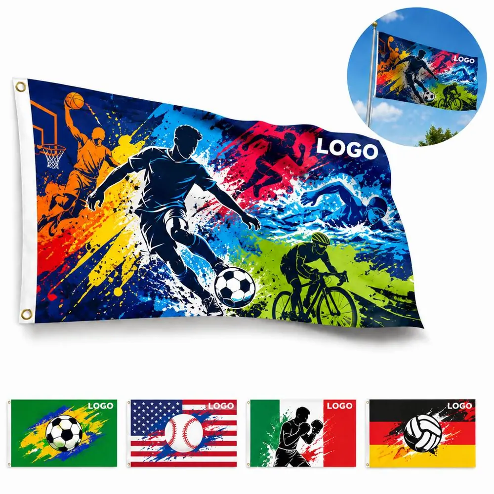 Durable Polyester Soccer Fan Flag for Match Display