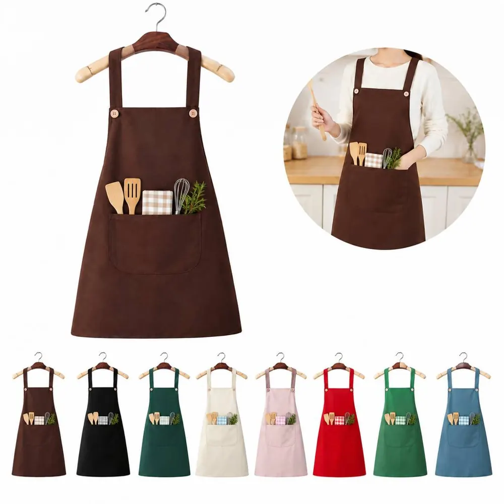 Waterproof Oil-Proof Neck Apron with Front Pocket 2