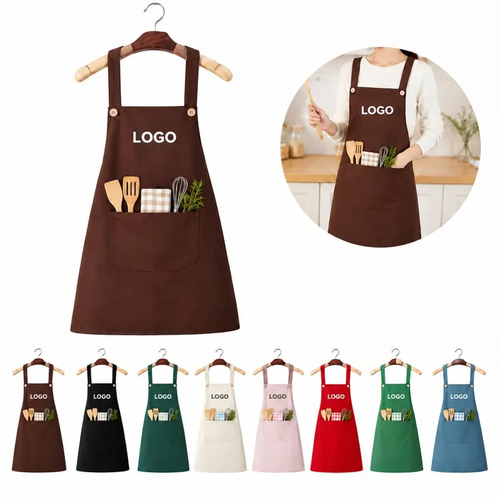 Waterproof Oil-Proof Neck Apron with Front Pocket