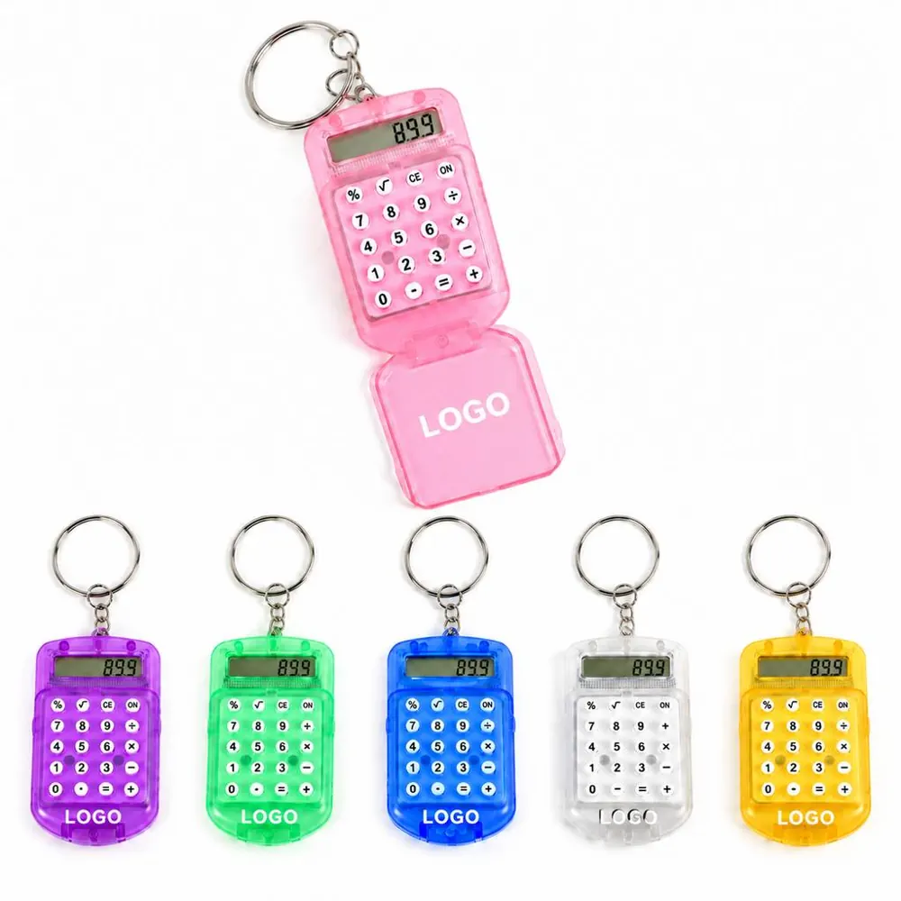 8-Digit Digital Calculator with Keychain Compact Portable