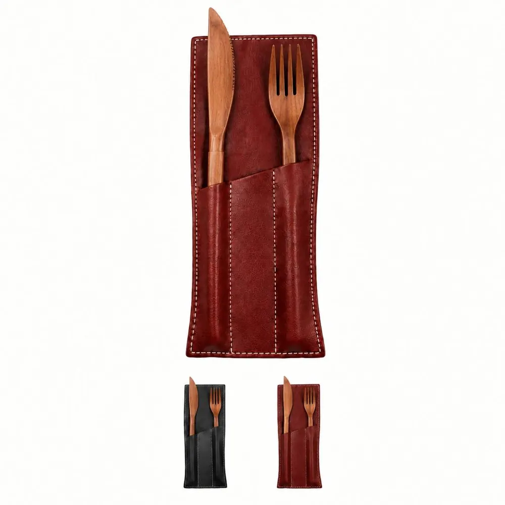 Portable Faux Leather Cutlery Organizer Set 2
