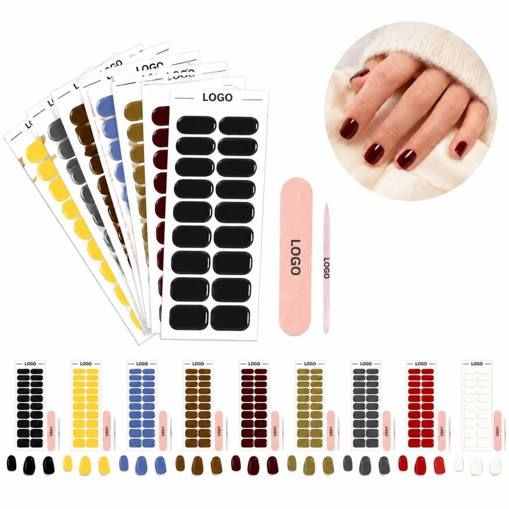 20 Pre-Shaped Gel Nail Wraps for Home Manicure