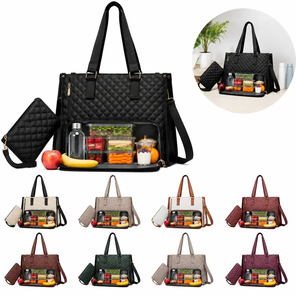 Insulated Quilted Lunch Tote for Meals and Snacks 2