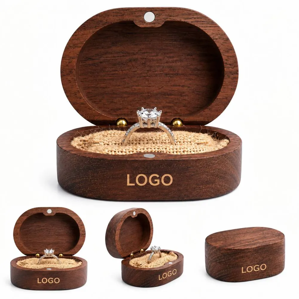 Handcrafted Wooden Wedding Ring Holder with Cushion
