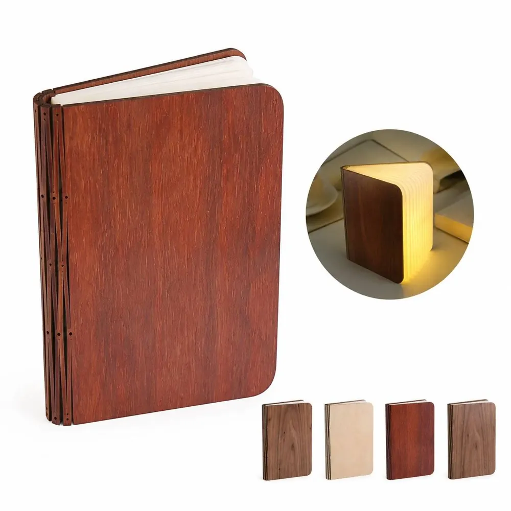 Foldable Wooden Book-Shaped LED Reading Lamp 2
