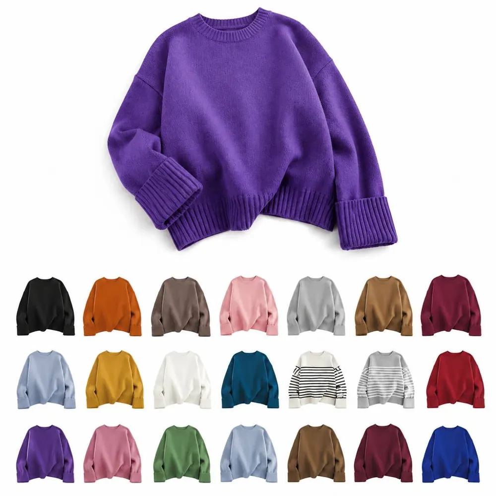 Cozy Crew Neck Knit Pullover for Layering 2