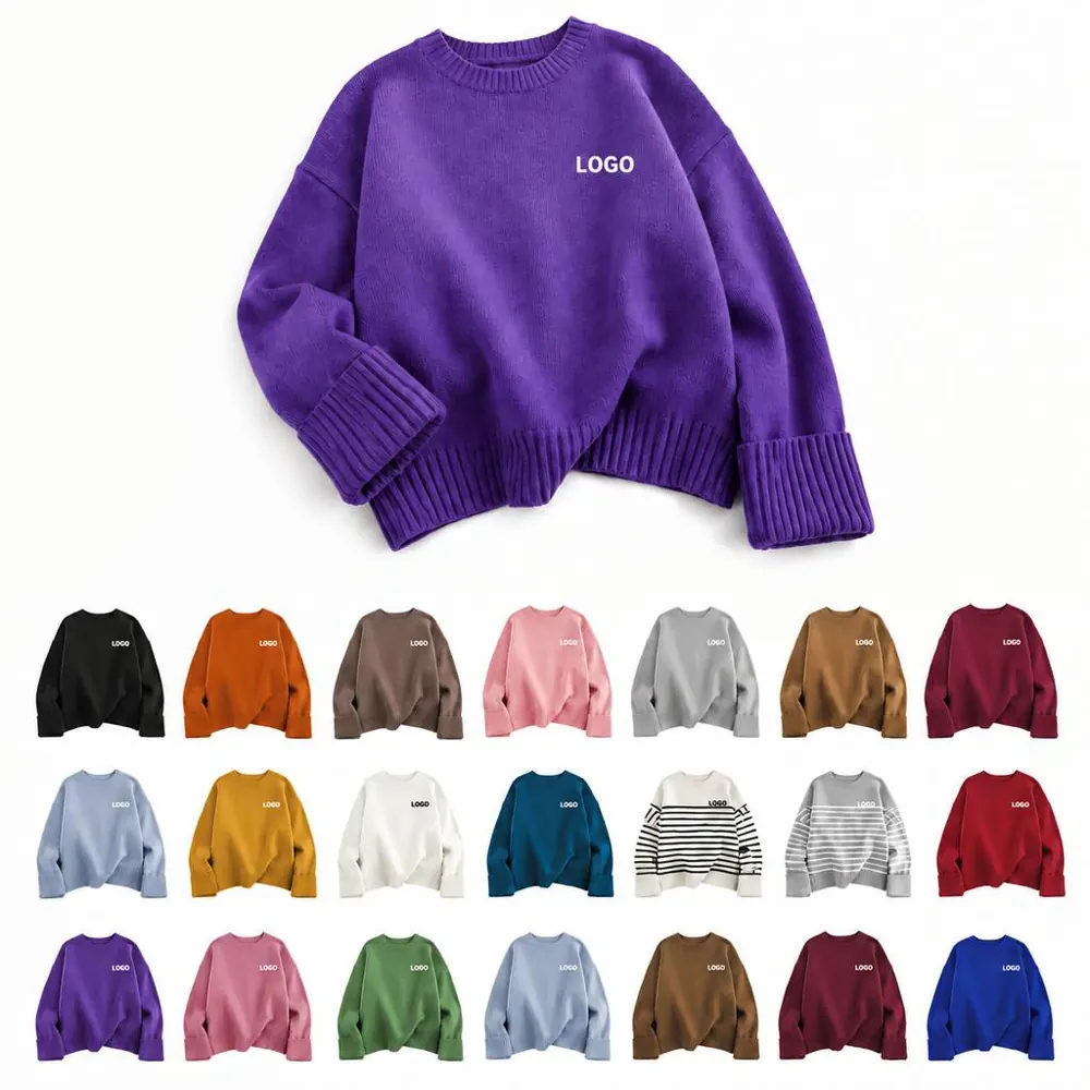 Cozy Crew Neck Knit Pullover for Layering