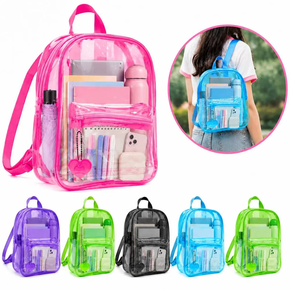 Transparent PVC Backpack with Laptop Sleeve 2