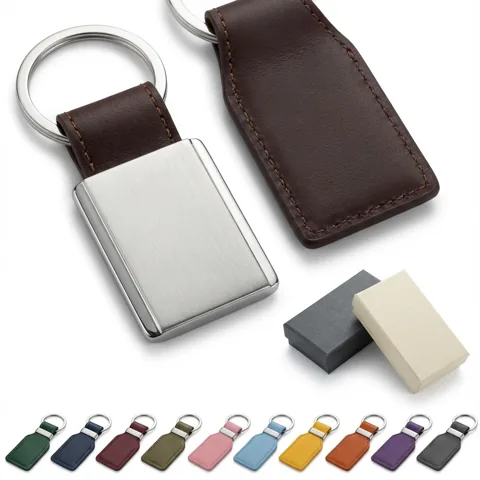 Sleek Rectangle Keychain with Metal Accent Plate