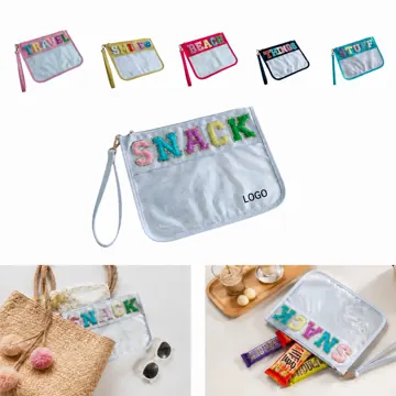 Custom Chenille Letter Flat Bag with Adjustable Strap