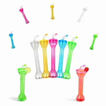 600ml Clear PET Yard Cup with Straw, BPA-Free, Spill-Proof