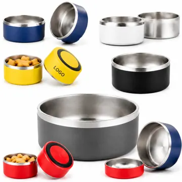 Insulated Stainless Steel Pet Bowl, 64 oz Double Wall