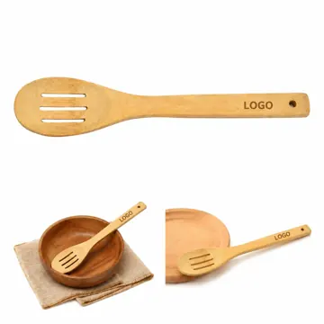 Eco Bamboo Slotted Spoon 12 Inch, Natural Kitchen Utensil