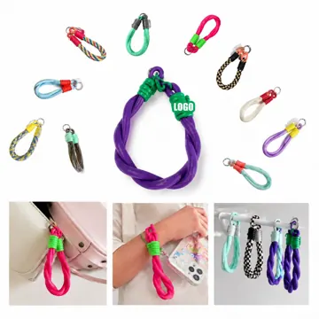Braided Mixed-Color Phone Lanyard with Adjustable Wrist
