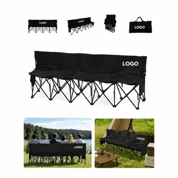 Portable 6-Seat Folding Bench with Backrest for Outdoor