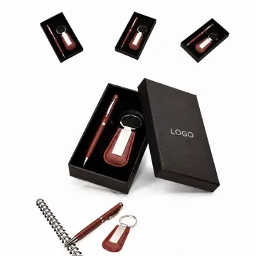 Metal Pen & Key Chain 2-Piece Gift Set, Smooth Writing
