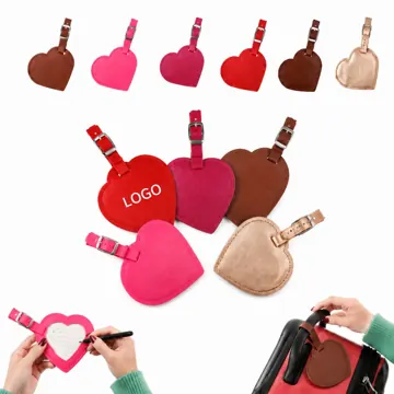 Eco-Friendly PU Leather Heart-Shaped Luggage Tag with ID