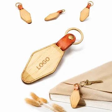 Natural Bamboo Keychain Vintage Motel Retro Key Holder