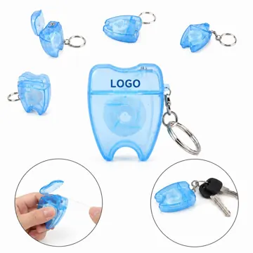 Portable Dental Floss Container Keychain with Flip-Top
