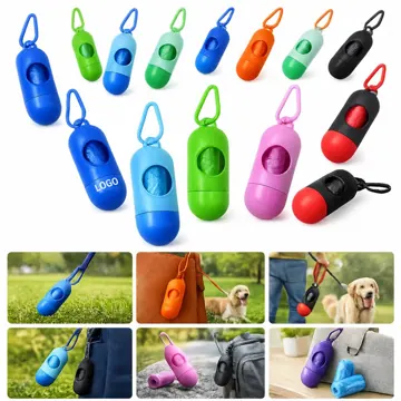 Portable Leash Clip Poop Bag Dispenser with Biodegradable