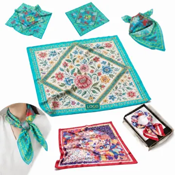 Custom 12 Momme 100% Silk Square Scarf, Full Color Print