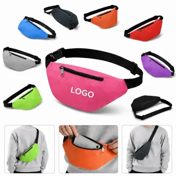Waterproof Nylon Waist Bag with Multiple Zippered Pockets