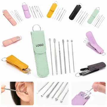 Stainless Steel Ear Cleaner Set with Case, Reusable Earwax