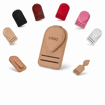 Genuine Leather Car Visor Eyeglass Clip, Snap-On Holder