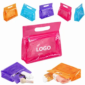 Clear PVC Handle Zipper Cosmetic Bag for Travel