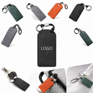Suede Key Card Holder with Keychain, Slim Wallet for ID