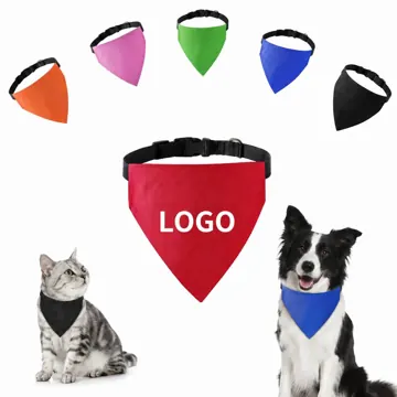 Solid Color Cotton Pet Bandana Collar with Adjustable Strap